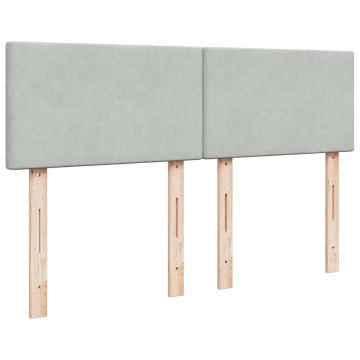 Pat box spring cu saltea, gri deschis, 160x200 cm, catifea - Img 7