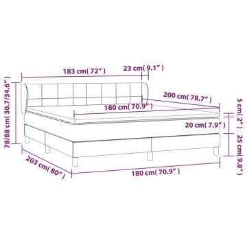 Pat box spring cu saltea, gri deschis, 180x200 cm, catifea - Img 6