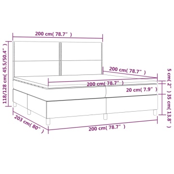 Pat box spring cu saltea, gri deschis, 200x200 cm, textil - Img 5