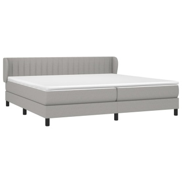 Pat box spring cu saltea, gri deschis, 200x200 cm, textil - Img 3