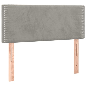 Pat box spring cu saltea, gri deschis, 90x190 cm, catifea - Img 5