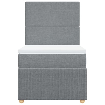 Pat box spring cu saltea, gri deschis, 90x190 cm, textil - Img 5