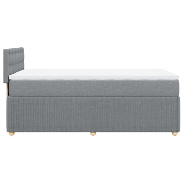 Pat box spring cu saltea, gri deschis, 90x190 cm, textil - Img 6