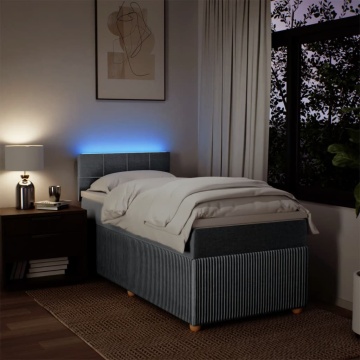 Pat box spring cu saltea, gri deschis, 90x190 cm, textil - Img 8
