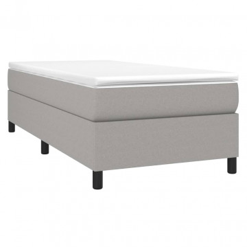 Pat box spring cu saltea, gri deschis, 90x190 cm, textil - Img 3
