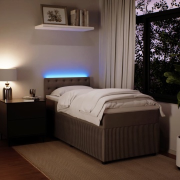 Pat box spring cu saltea, gri deschis, 90x200 cm, catifea - Img 8