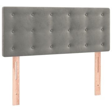 Pat box spring cu saltea, gri deschis, 90x200 cm, catifea - Img 5