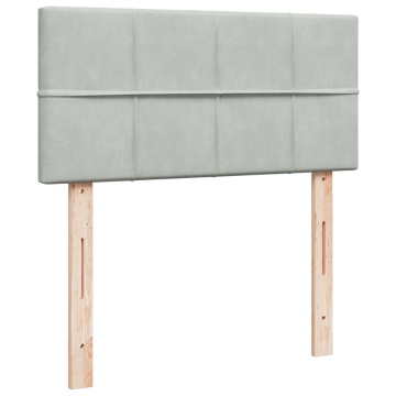 Pat box spring cu saltea, gri deschis, 90x200 cm, catifea - Img 7