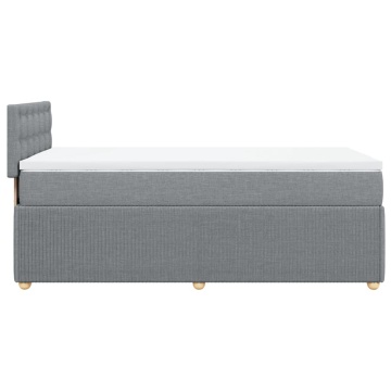 Pat box spring cu saltea, gri deschis, 90x200 cm, textil - Img 8
