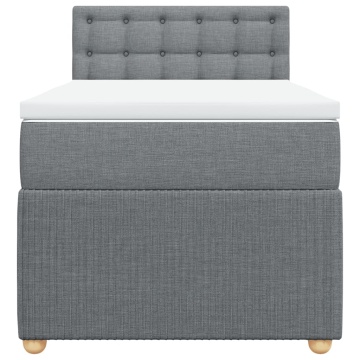 Pat box spring cu saltea, gri deschis, 90x200 cm, textil - Img 5