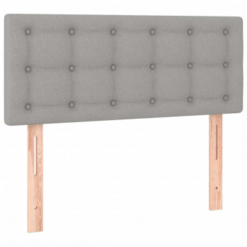 Pat box spring cu saltea, gri deschis, 90x200 cm, textil - Img 5