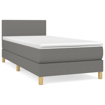 Pat box spring cu saltea, gri închis, 100x200 cm, textil - Img 2