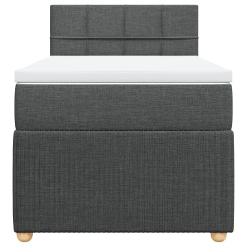 Pat box spring cu saltea, gri închis, 100x200 cm, textil - Img 4