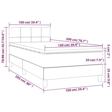 Pat box spring cu saltea, gri închis, 100x200 cm, textil - Img 6