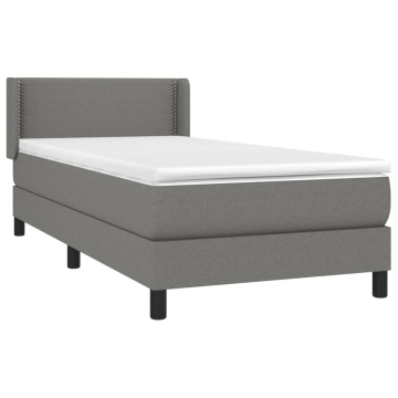 Pat box spring cu saltea, gri închis, 100x200 cm, textil - Img 3