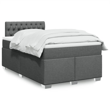 Pat box spring cu saltea, gri închis, 120x190 cm, textil - Img 1