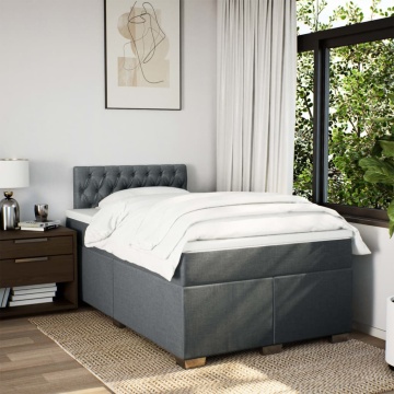 Pat box spring cu saltea, gri închis, 120x190 cm, textil - Img 4