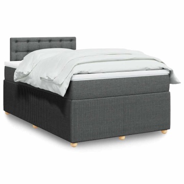 Pat box spring cu saltea, gri închis, 120x190 cm, textil - Img 1