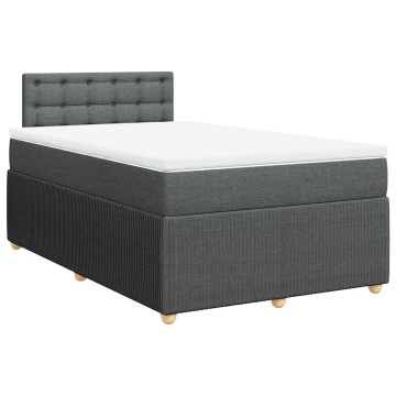 Pat box spring cu saltea, gri închis, 120x190 cm, textil - Img 2