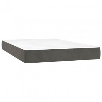 Pat box spring cu saltea, gri închis, 120x200 cm, catifea - Img 6