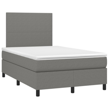 Pat box spring cu saltea, gri închis, 120x200 cm, textil - Img 3