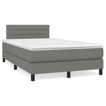 Pat box spring cu saltea, gri închis, 120x200 cm, textil - Img 2