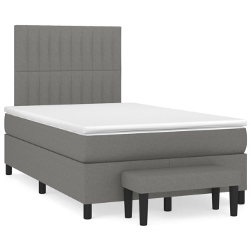 Pat box spring cu saltea, gri închis, 120x200 cm, textil - Img 2