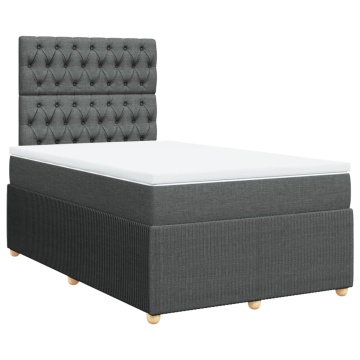 Pat box spring cu saltea, gri închis, 120x200 cm, textil - Img 2
