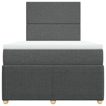 Pat box spring cu saltea, gri închis, 120x200 cm, textil - Img 5