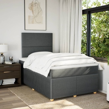 Pat box spring cu saltea, gri închis, 120x200 cm, textil - Img 8