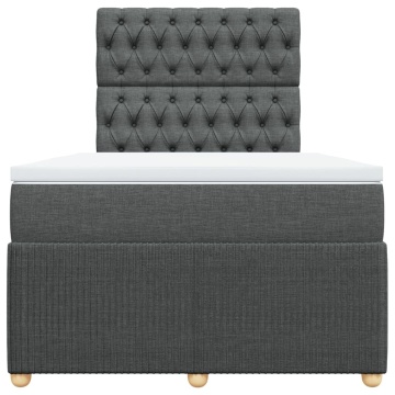 Pat box spring cu saltea, gri închis, 120x200 cm, textil - Img 5