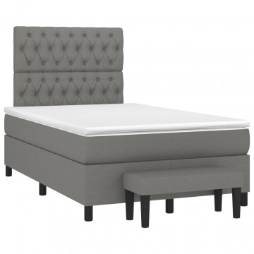 Pat box spring cu saltea, gri închis, 120x200 cm, textil - Img 3