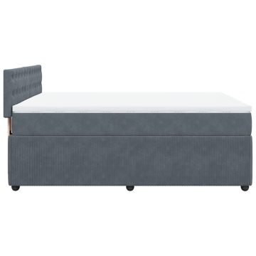 Pat box spring cu saltea, gri închis, 140x190 cm, catifea - Img 6