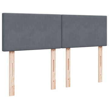 Pat box spring cu saltea, gri închis, 140x190 cm, catifea - Img 8