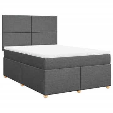 Pat box spring cu saltea, gri închis, 140x190 cm, textil - Img 2