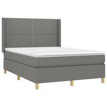 Pat box spring cu saltea, gri închis, 140x200 cm, textil - Img 3