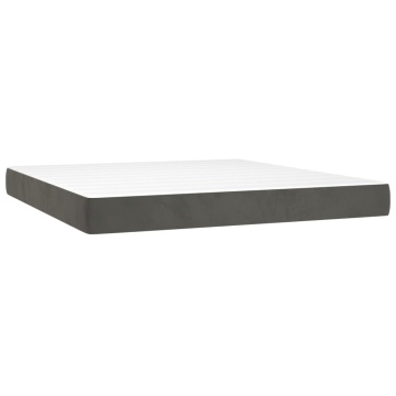 Pat box spring cu saltea, gri închis, 160x200 cm, catifea - Img 8