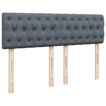 Pat box spring cu saltea, gri închis, 160x200 cm, catifea - Img 8