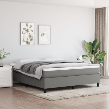 Pat box spring cu saltea, gri închis, 180x200 cm, textil - Img 1