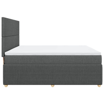 Pat box spring cu saltea, gri închis, 180x200 cm, textil - Img 6