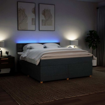 Pat box spring cu saltea, gri închis, 180x200 cm, textil - Img 8