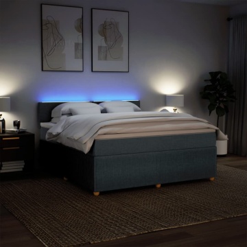 Pat box spring cu saltea, gri închis, 180x200 cm, textil - Img 8
