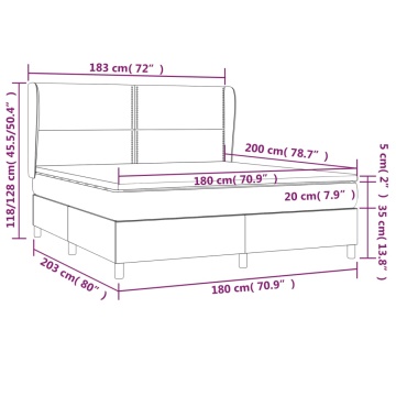 Pat box spring cu saltea, gri închis, 180x200 cm, textil - Img 6
