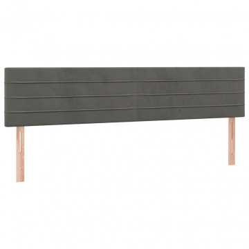 Pat box spring cu saltea, gri închis, 200x200 cm, catifea - Img 5
