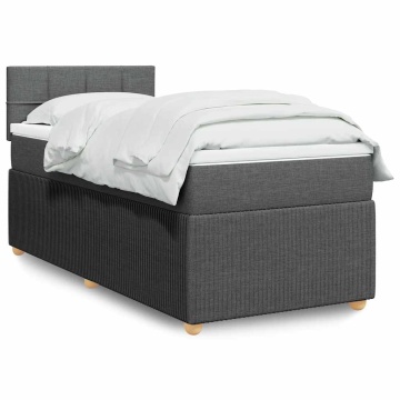 Pat box spring cu saltea, gri închis, 80x200 cm, textil - Img 1