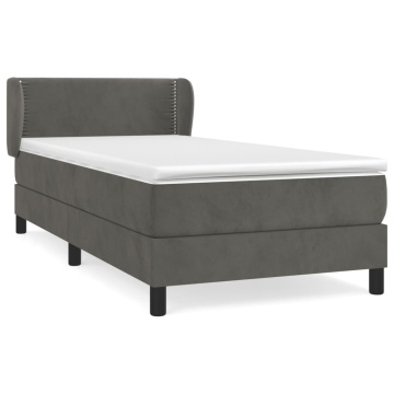 Pat box spring cu saltea, gri închis, 90x190 cm, catifea - Img 2