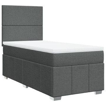 Pat box spring cu saltea, gri închis, 90x190 cm, textil - Img 2