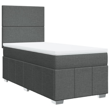 Pat box spring cu saltea, gri închis, 90x190 cm, textil - Img 3