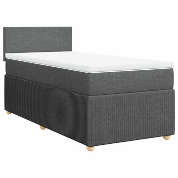 Pat box spring cu saltea, gri închis, 90x190 cm, textil - Img 2
