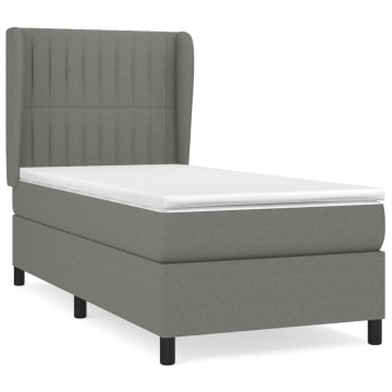 Pat box spring cu saltea, gri închis, 90x190 cm, textil - Img 2